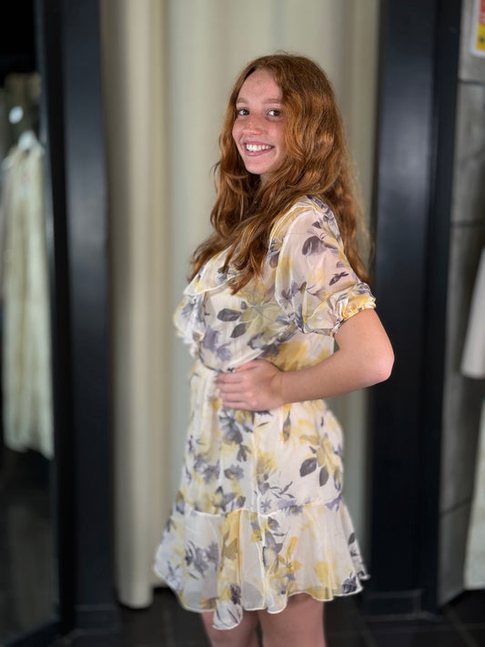 Abito flower giallo in taglia unica 449