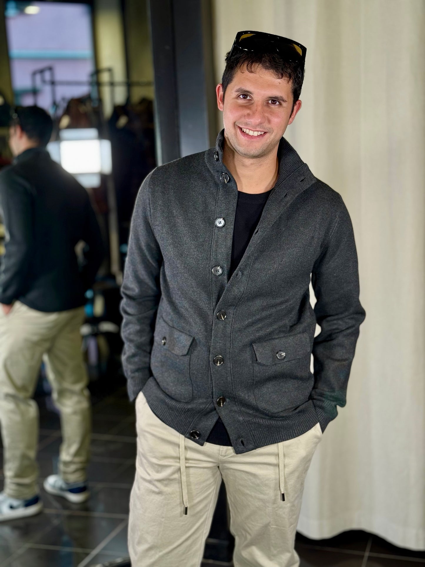 Cardigan con bottoni grigio 2341