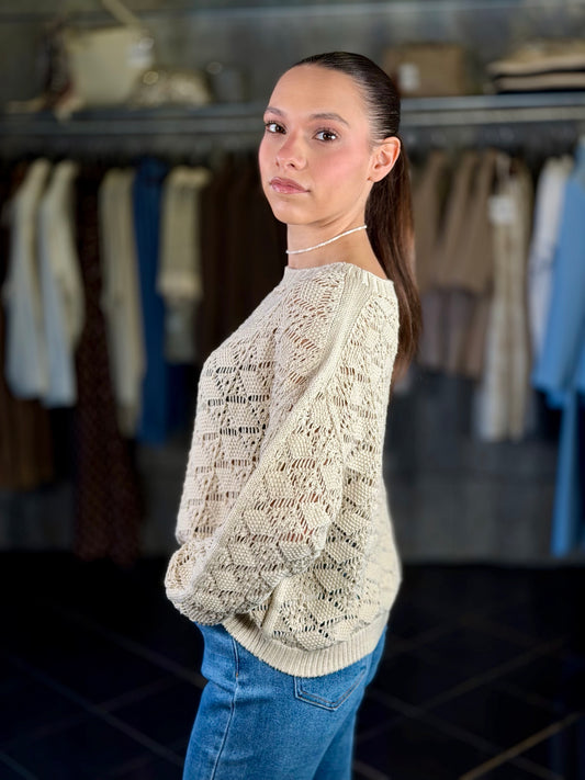Maglioncino traforato beige in taglia unica 2026
