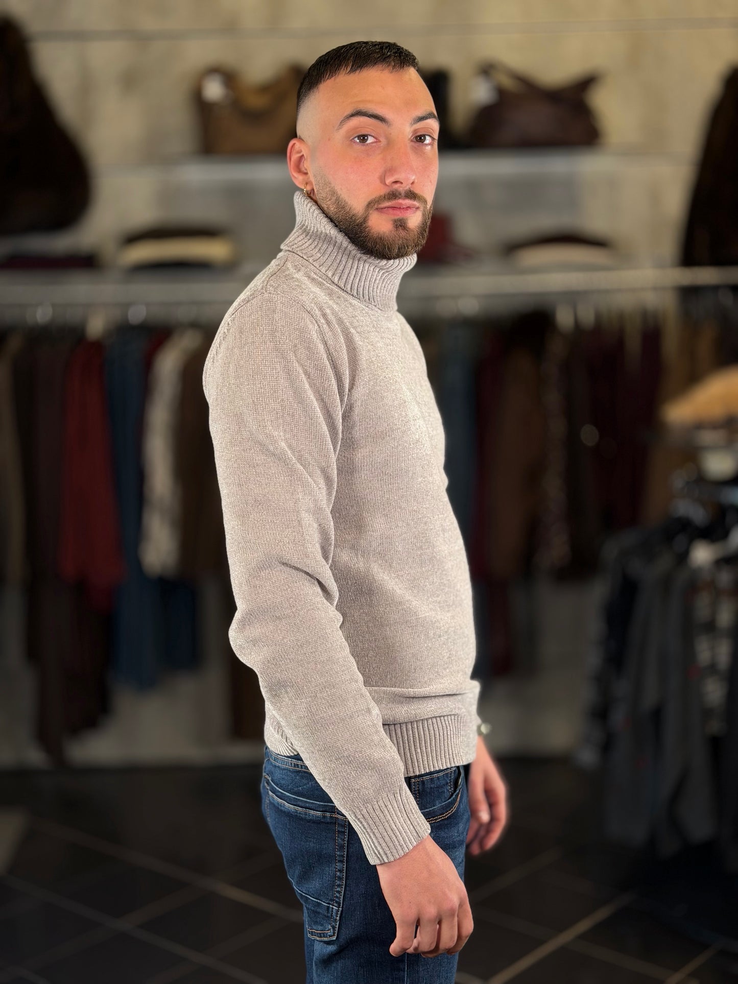 Dolcevita effetto ciniglia beige 2502