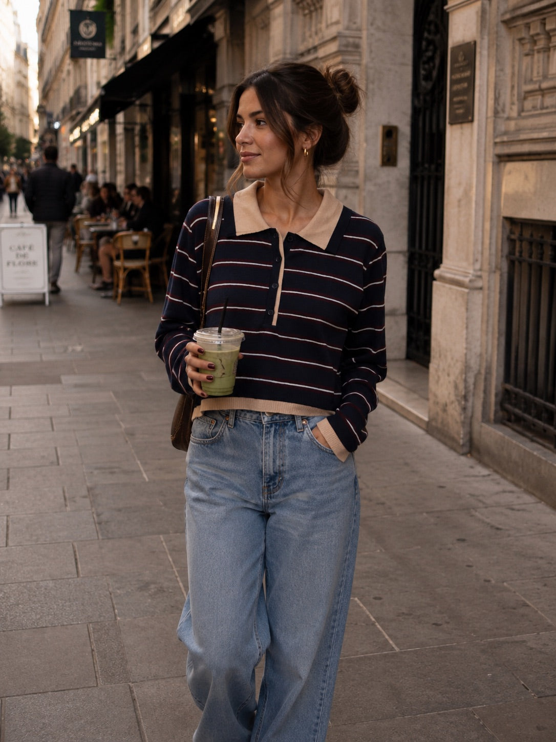 Maglioncino polo blu a righe bordeaux