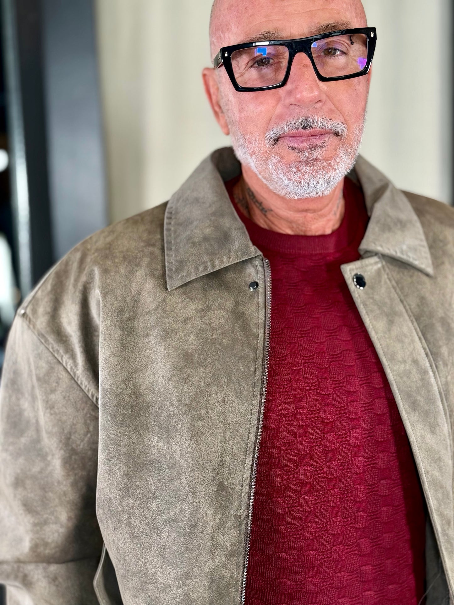 Giubbino in similpelle oversize beige 2105