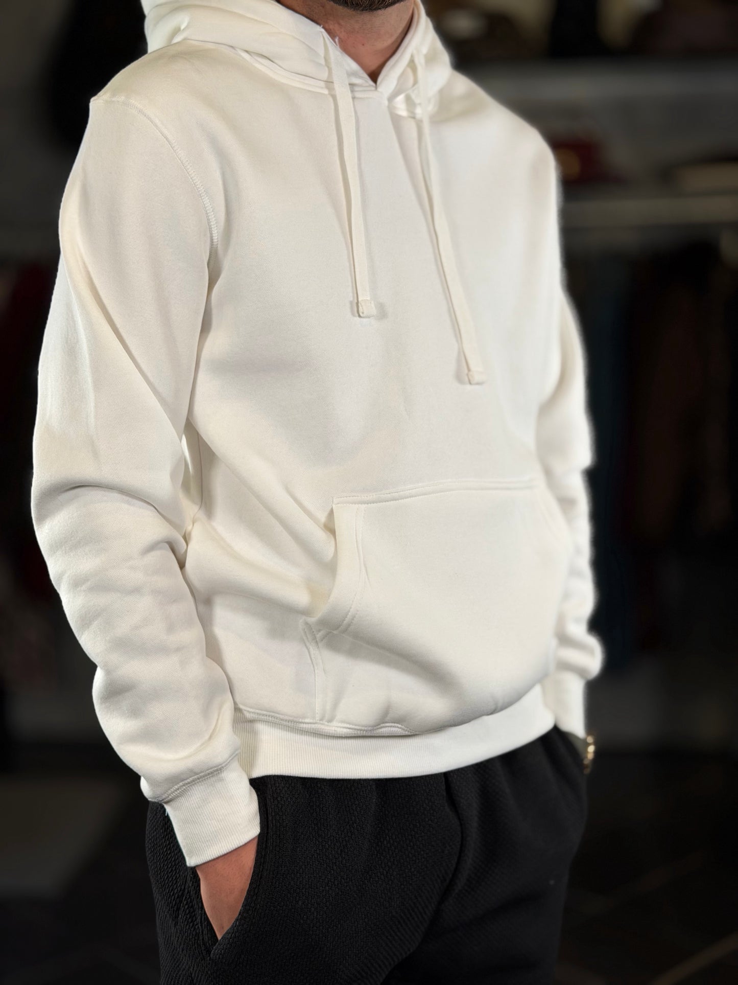 Felpa basica con cappuccio bianca 2523