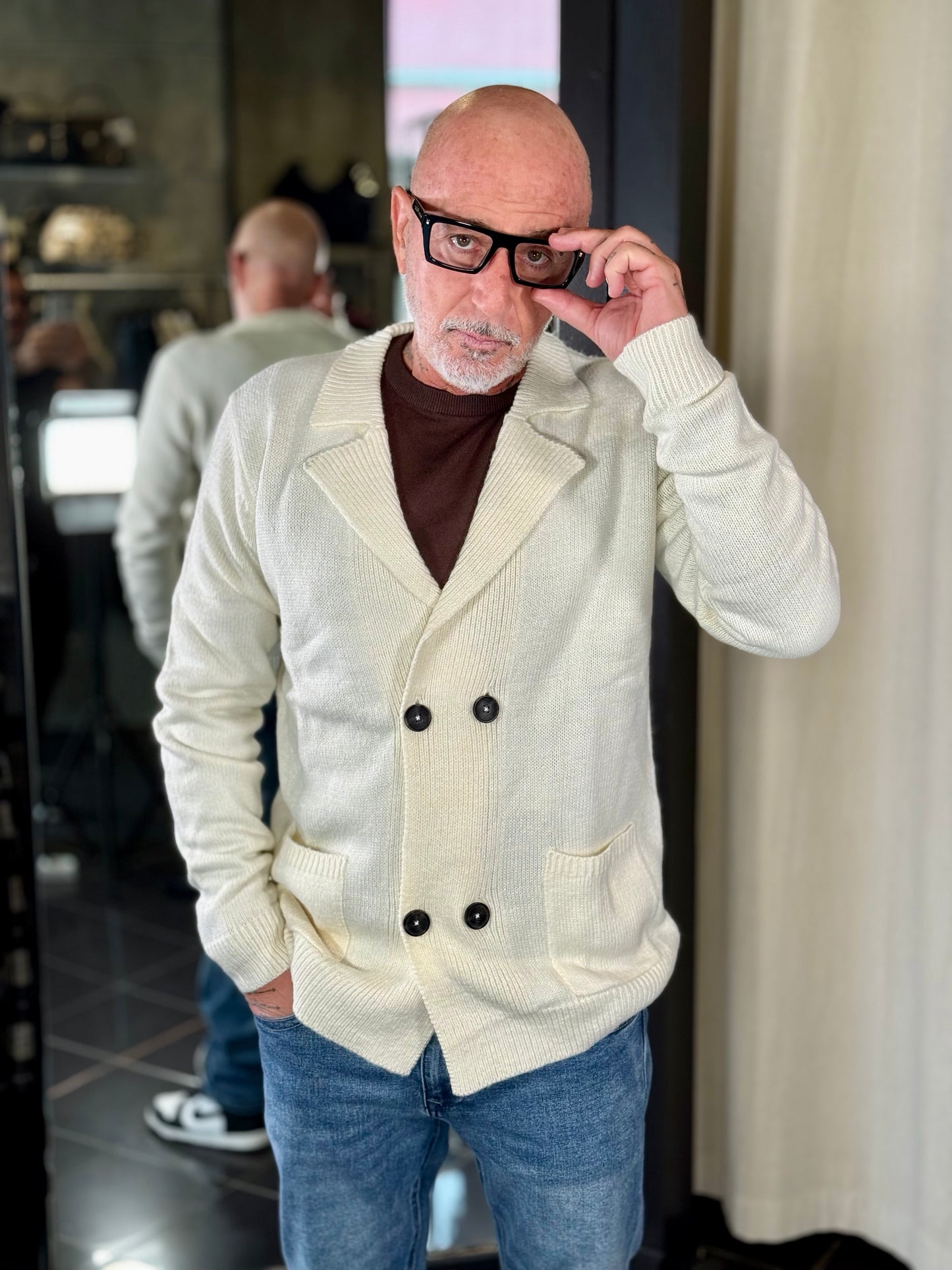 Cardigan doppio petto panna 2134