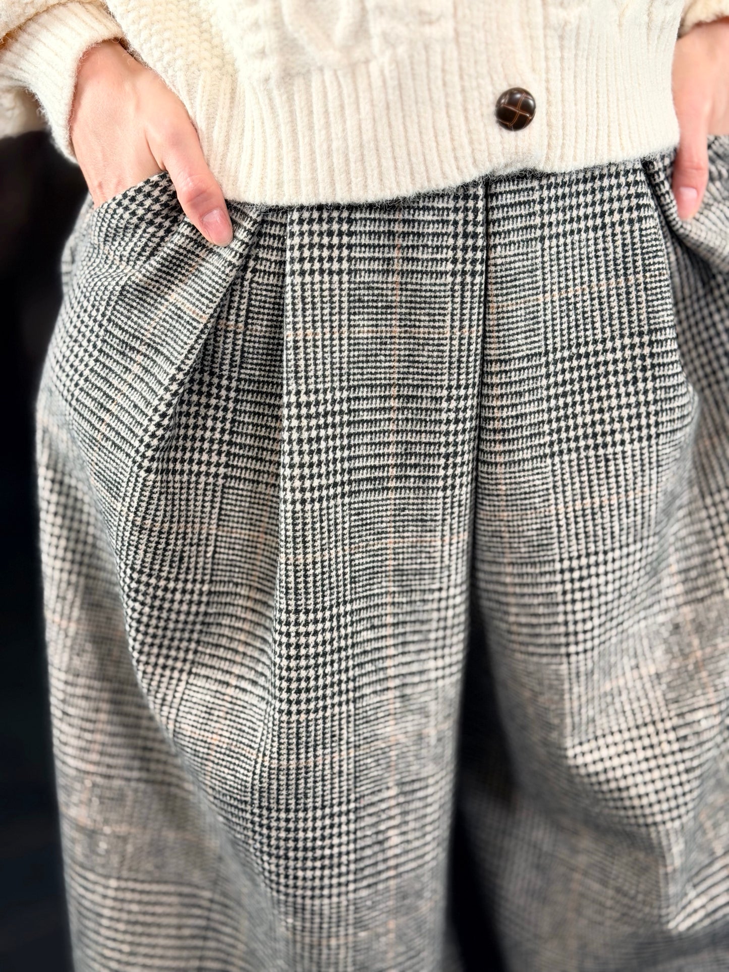 Gonna pantalone scozzese grigia e nera in taglia unica 2433