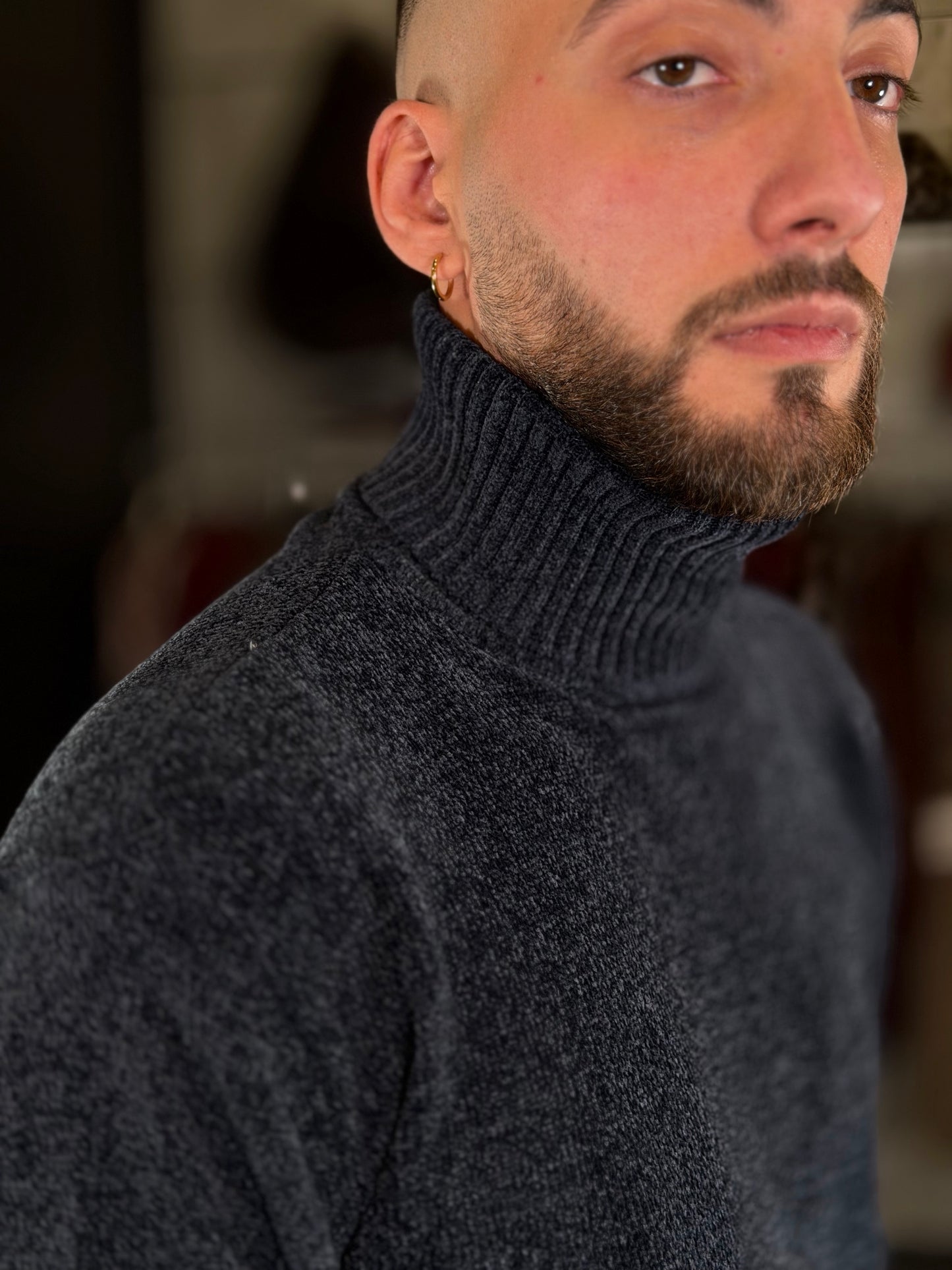 Dolcevita effetto ciniglia blu 2476