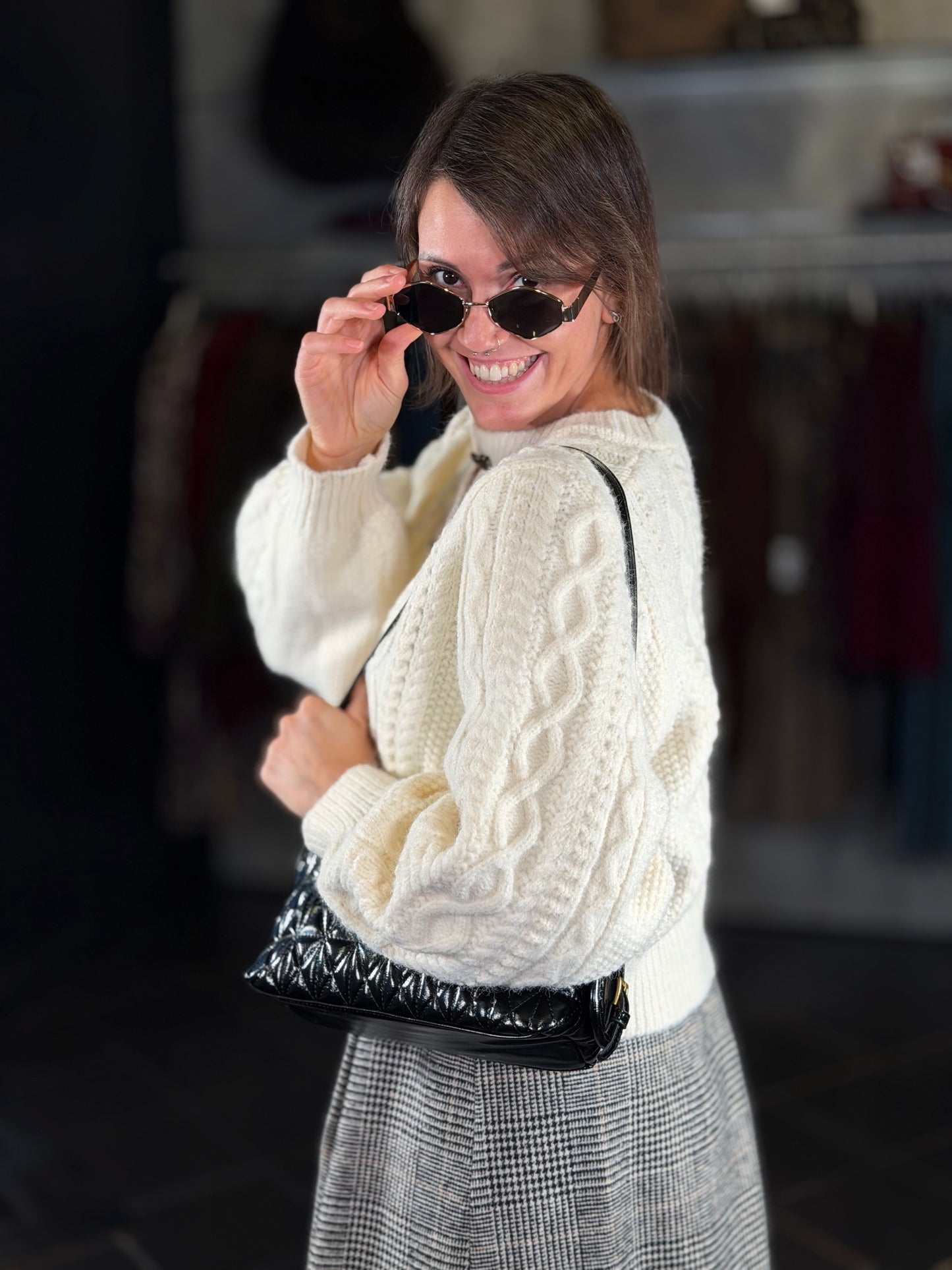 Cardigan crop con maniche a sbuffo in taglia unica 2455