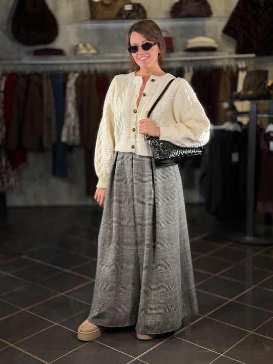 Cardigan crop con maniche a sbuffo in taglia unica 2455