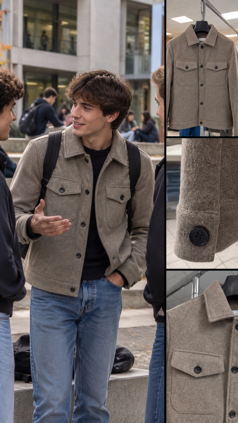 Giacca camicia beige taupe
