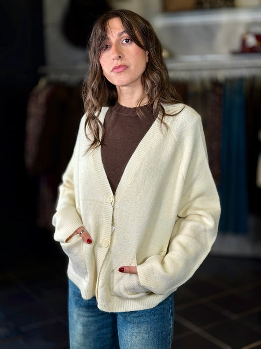 Cardigan panna quadrato in taglia unica 2397