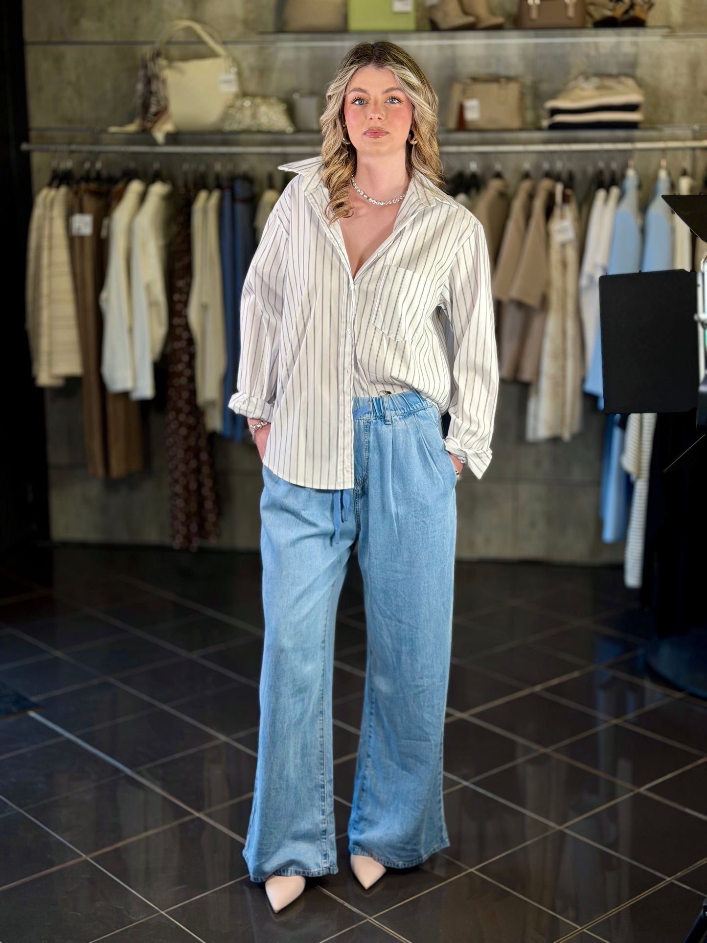 Jeans a palazzo morbido con coulisse 2195