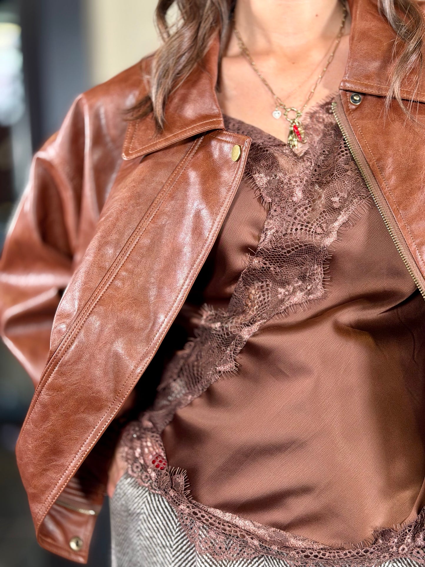 Giubbino bomber in ecopelle in taglia unica 2242