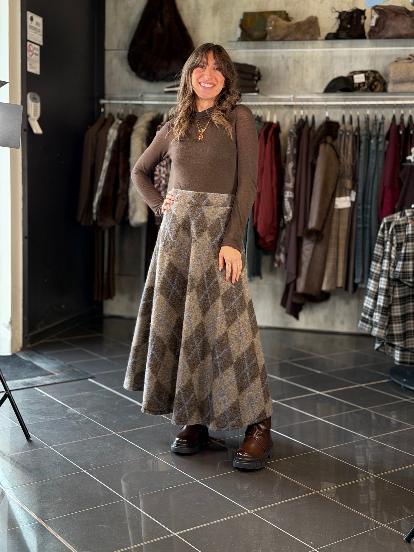 Gonna lunga in lana grigia in taglia unica 2633