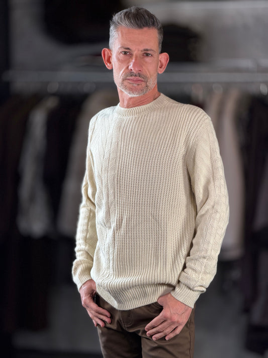 Maglione girocollo sabbia 2562