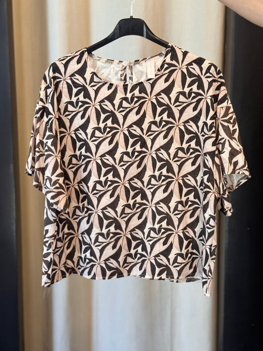 Blusa oversize marrone e beige in taglia unica 2753