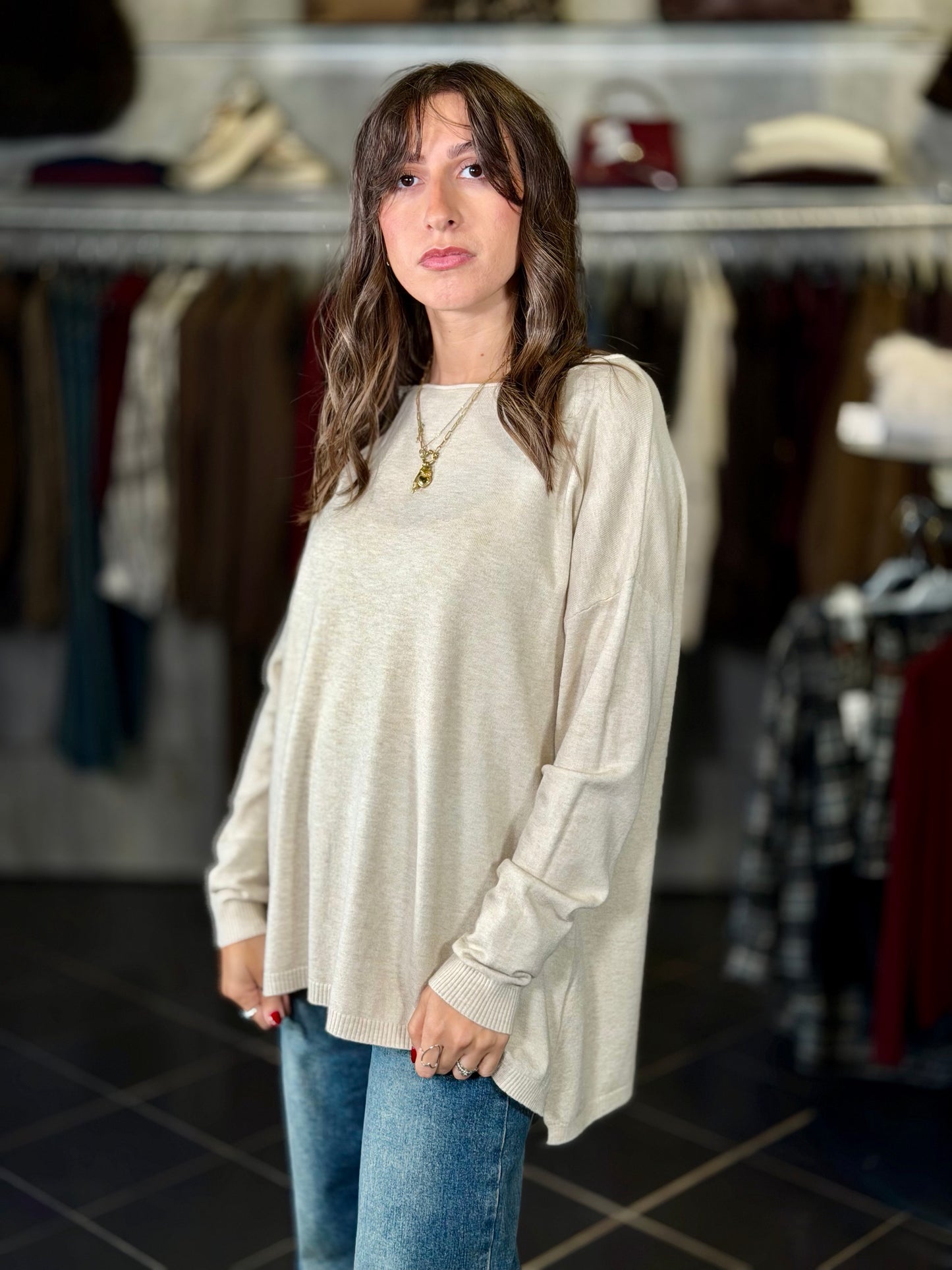 Maglioncino oversize beige in taglia unica 2189