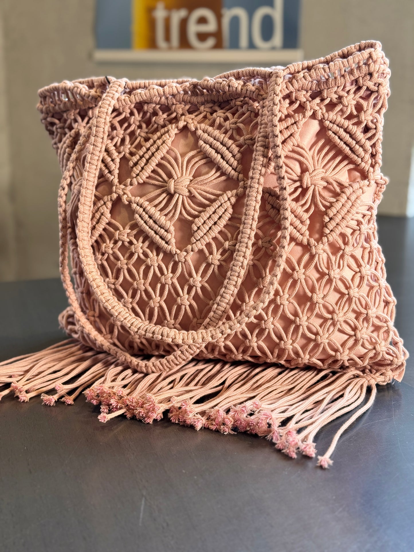 Borsa effetto uncinetto rosa 2586