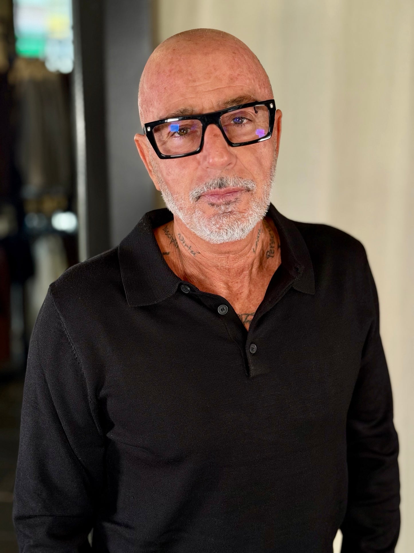 Polo in maglia a maniche lunghe nera 2357