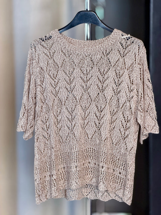 T-shirt traforata beige in taglia unica 2380