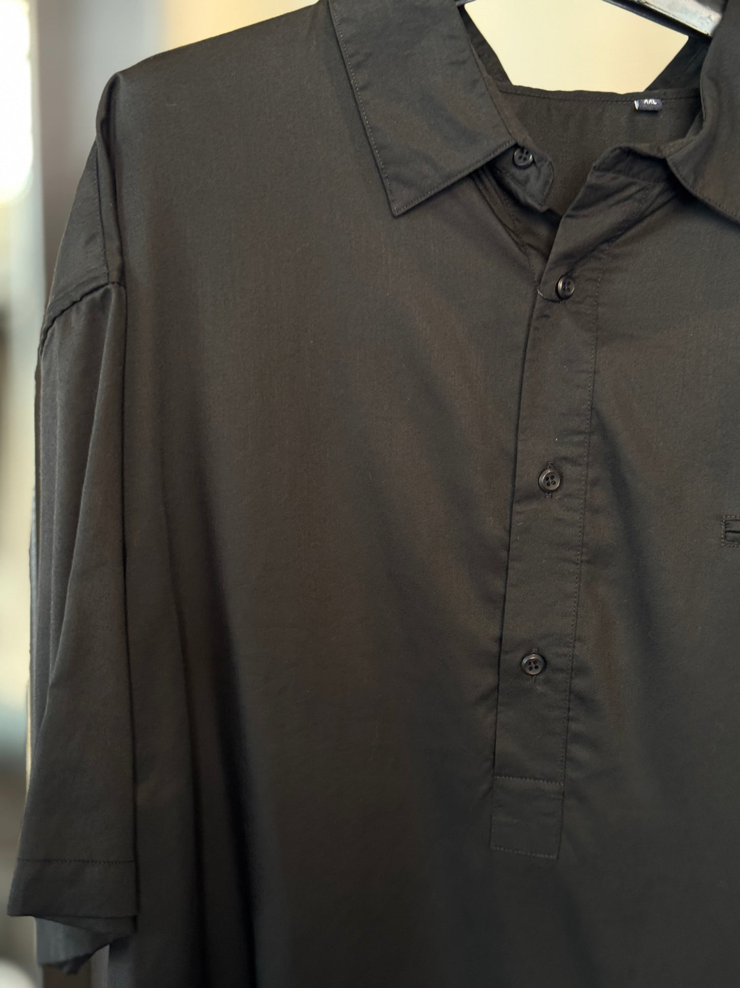 Camicia oversize maniche corte nera 2621
