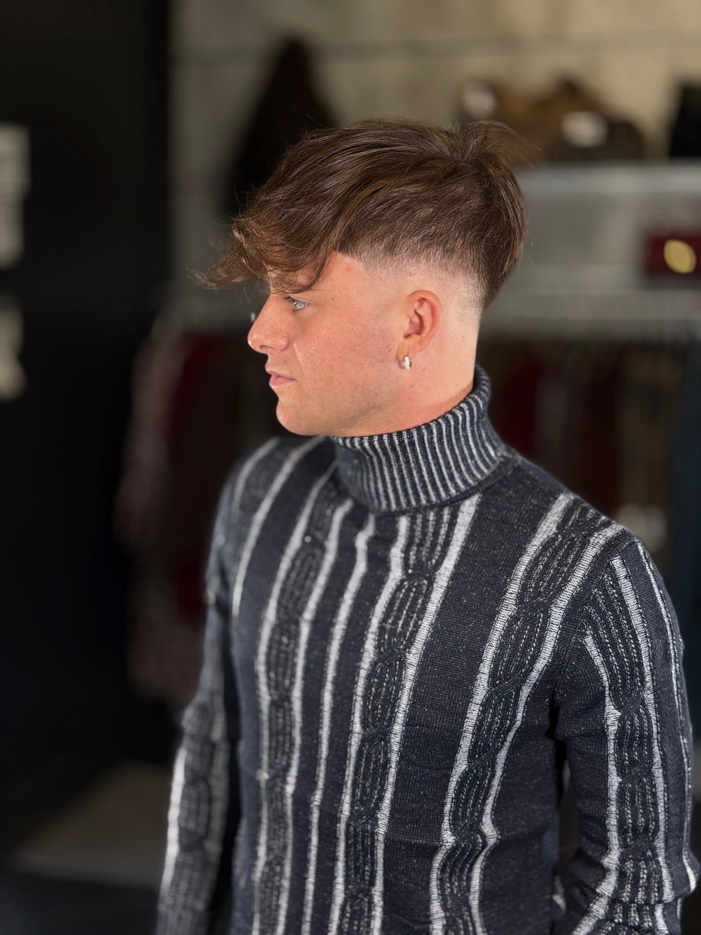 Dolcevita con treccia blu 2506