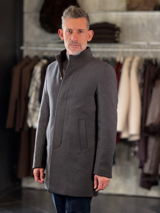 Cappotto con collo coreana grigio 2581