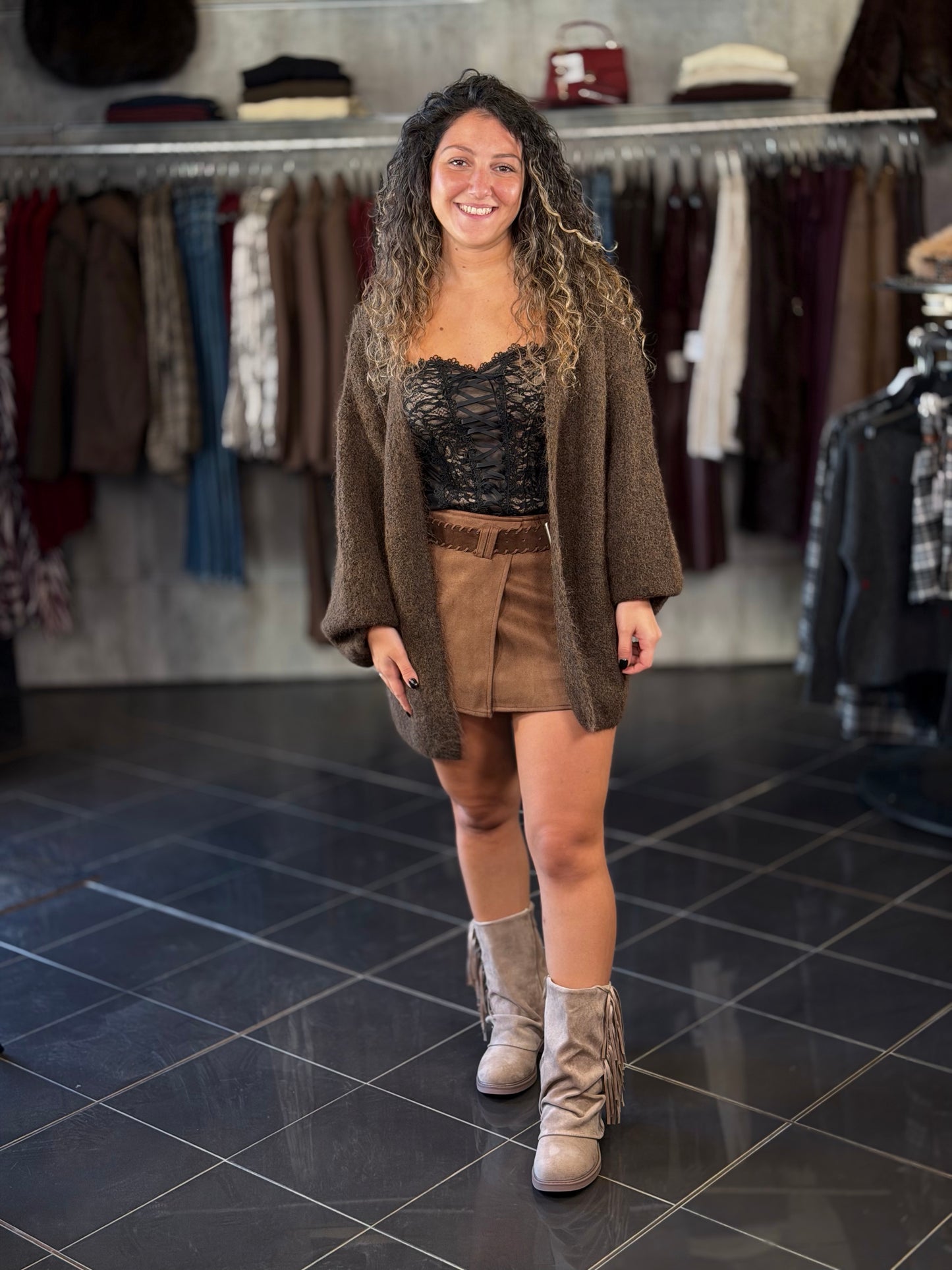 Cardigan marrone in taglia unica 2458