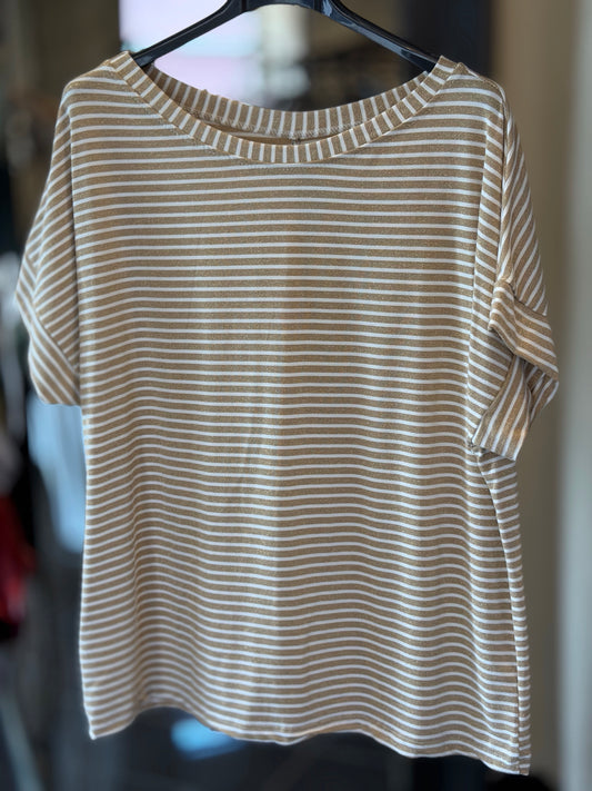 T-shirt oversize a righe lurex oro in taglia unica 2953