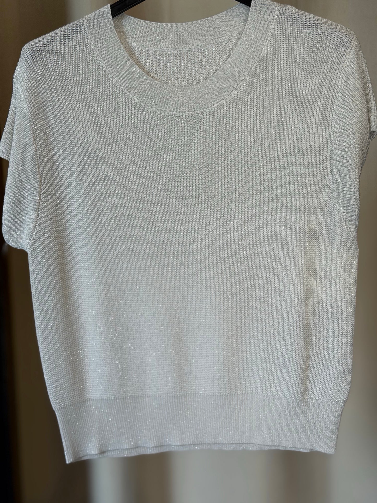 T-shirt in maglina lurex bianca in taglia unica 2544