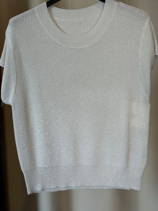 T-shirt in maglina lurex bianca in taglia unica 2544