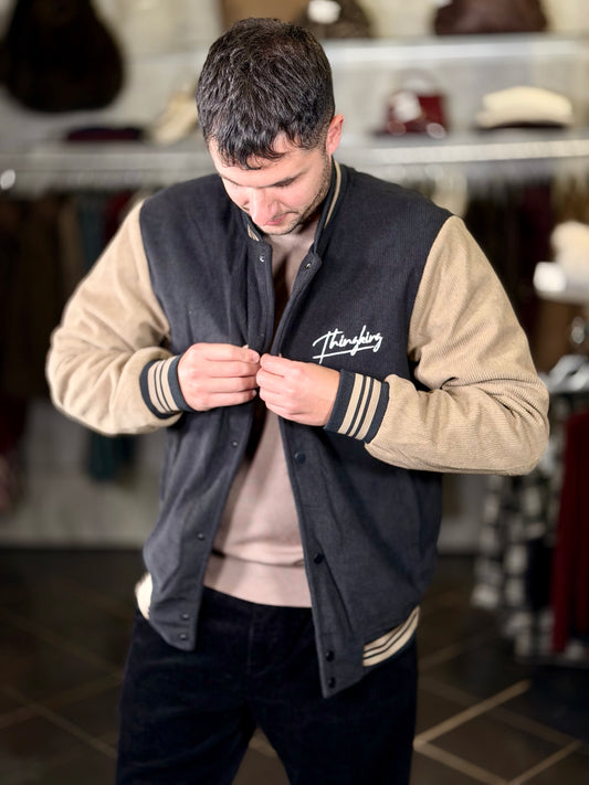 Bomber effetto velluto a coste nero 2149