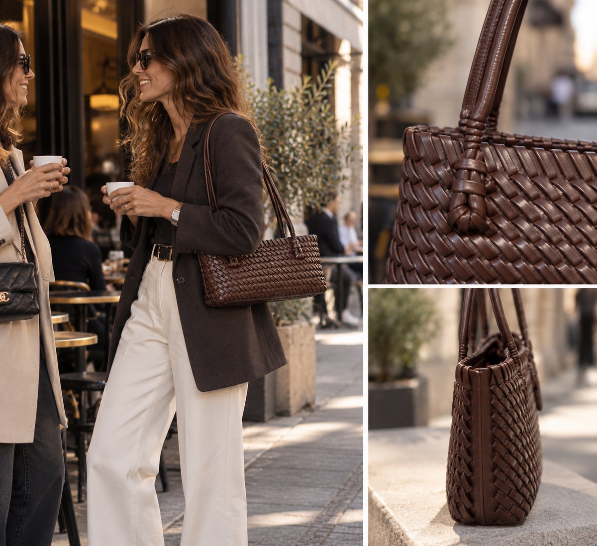 Borsa a spalla intrecciata bordeaux