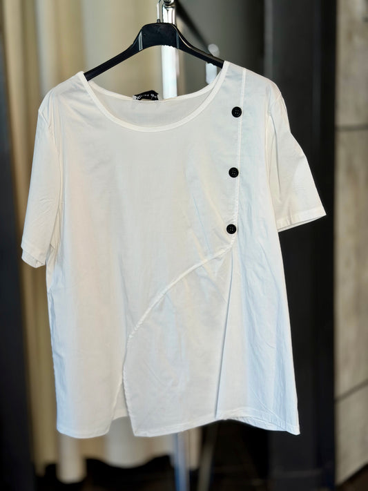 T-shirt bianca oversize con bottoni 2401