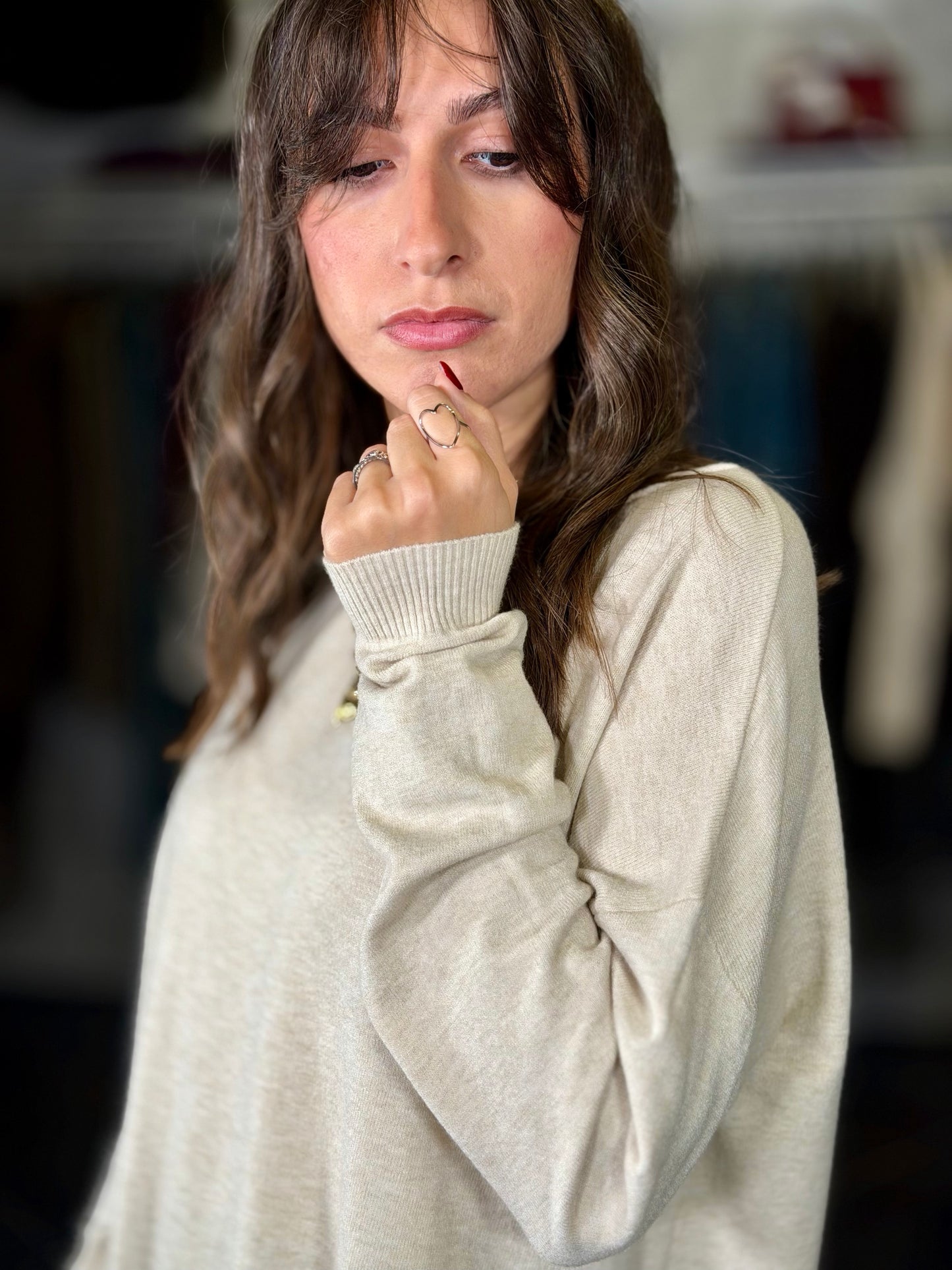 Maglioncino oversize beige in taglia unica 2189