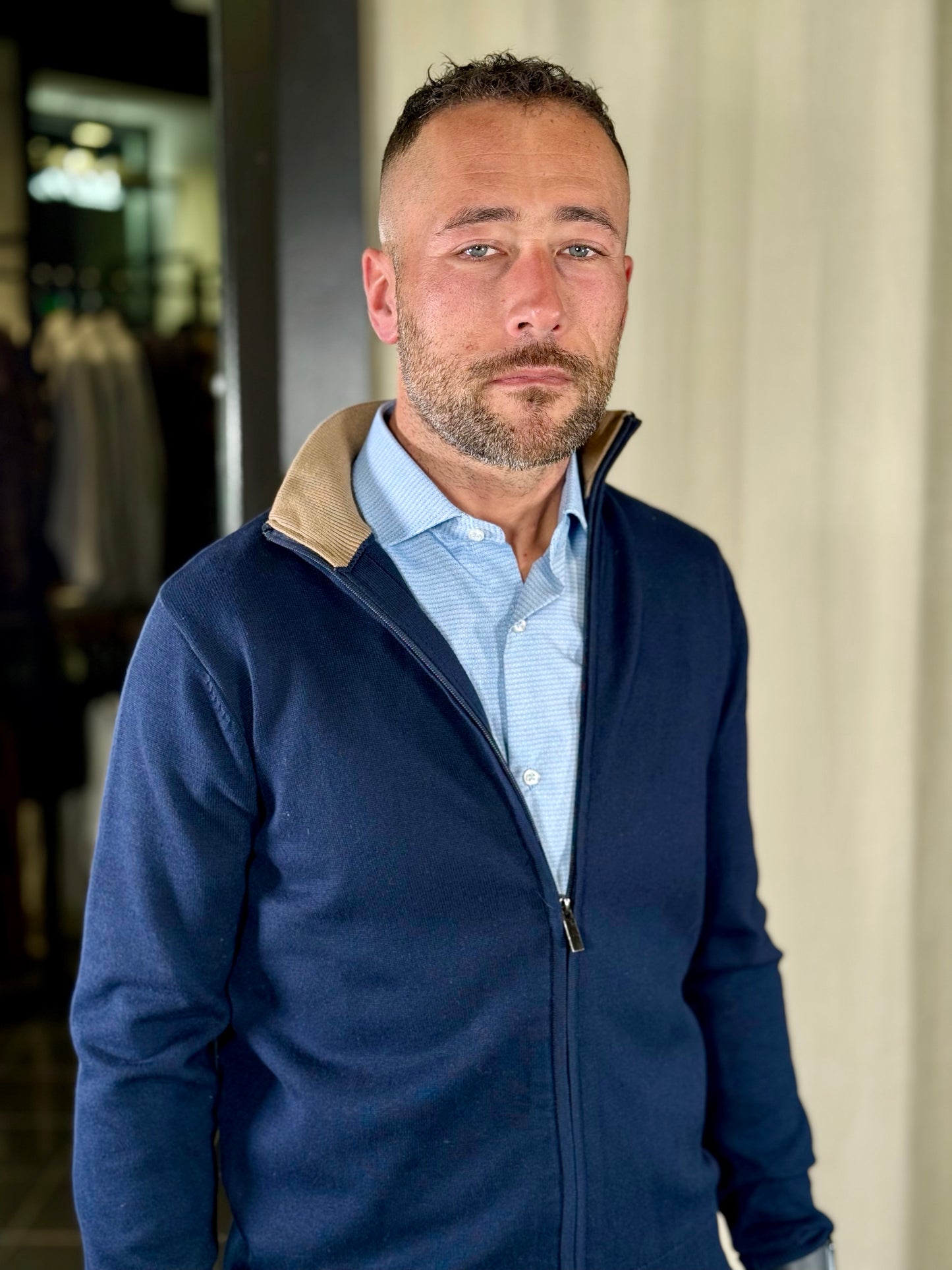 Cardigan con zip blu 2345