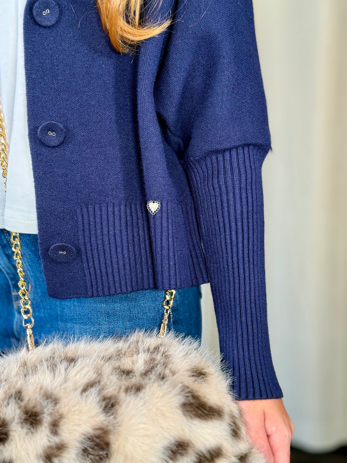 Giacca in maglia blu in taglia unica 2376