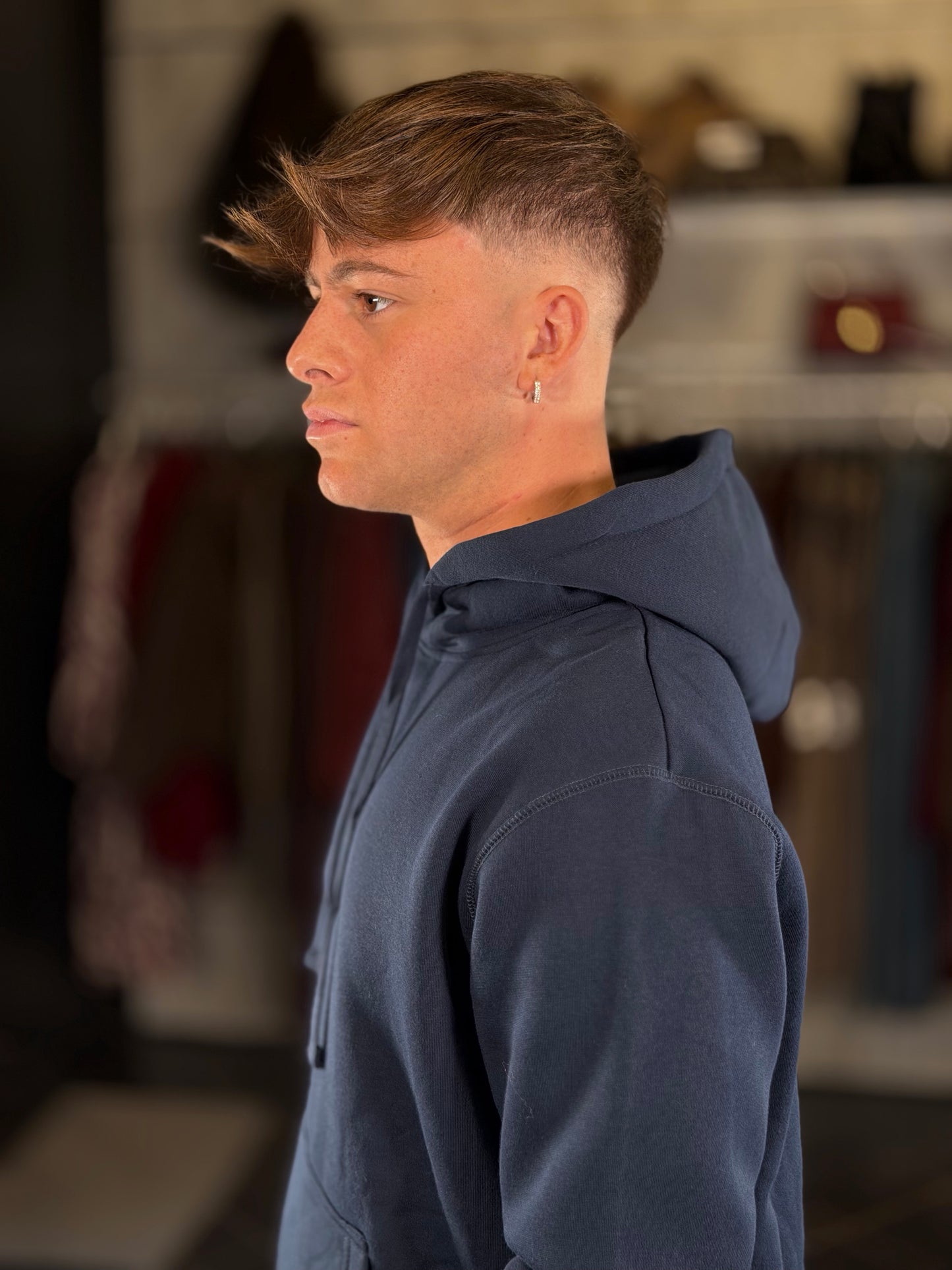 Felpa basica con cappuccio blu 2509