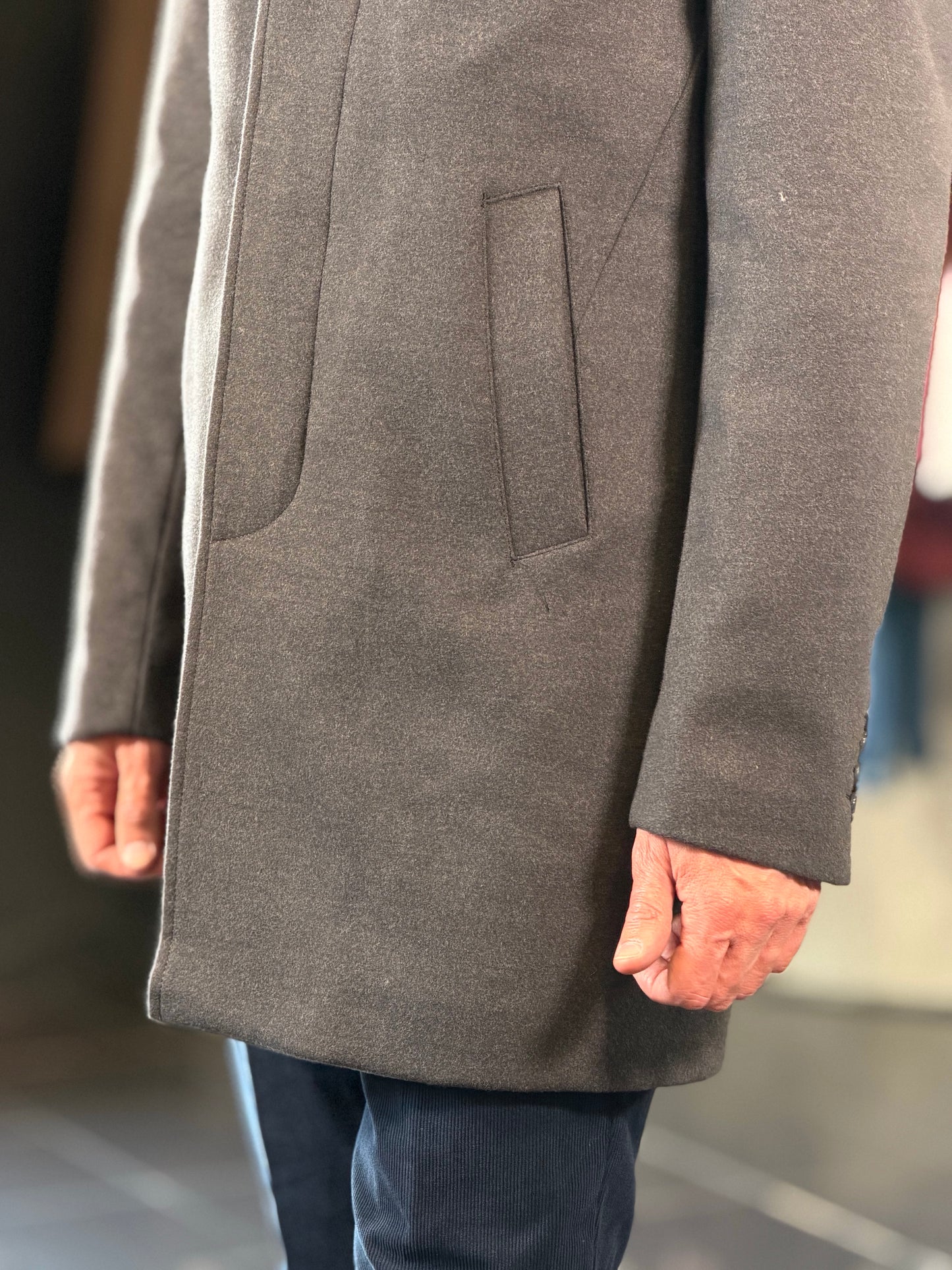 Cappotto con collo coreana grigio 2581