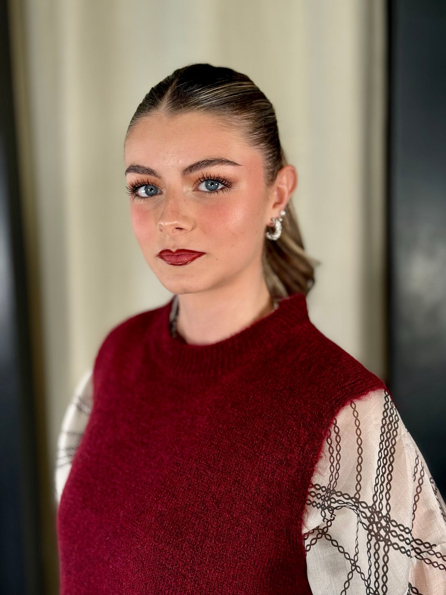 Gilet in maglia bordeaux in taglia unica 2180