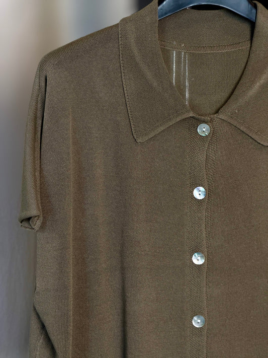 Camicia a maniche corte in maglina verde militare 2383