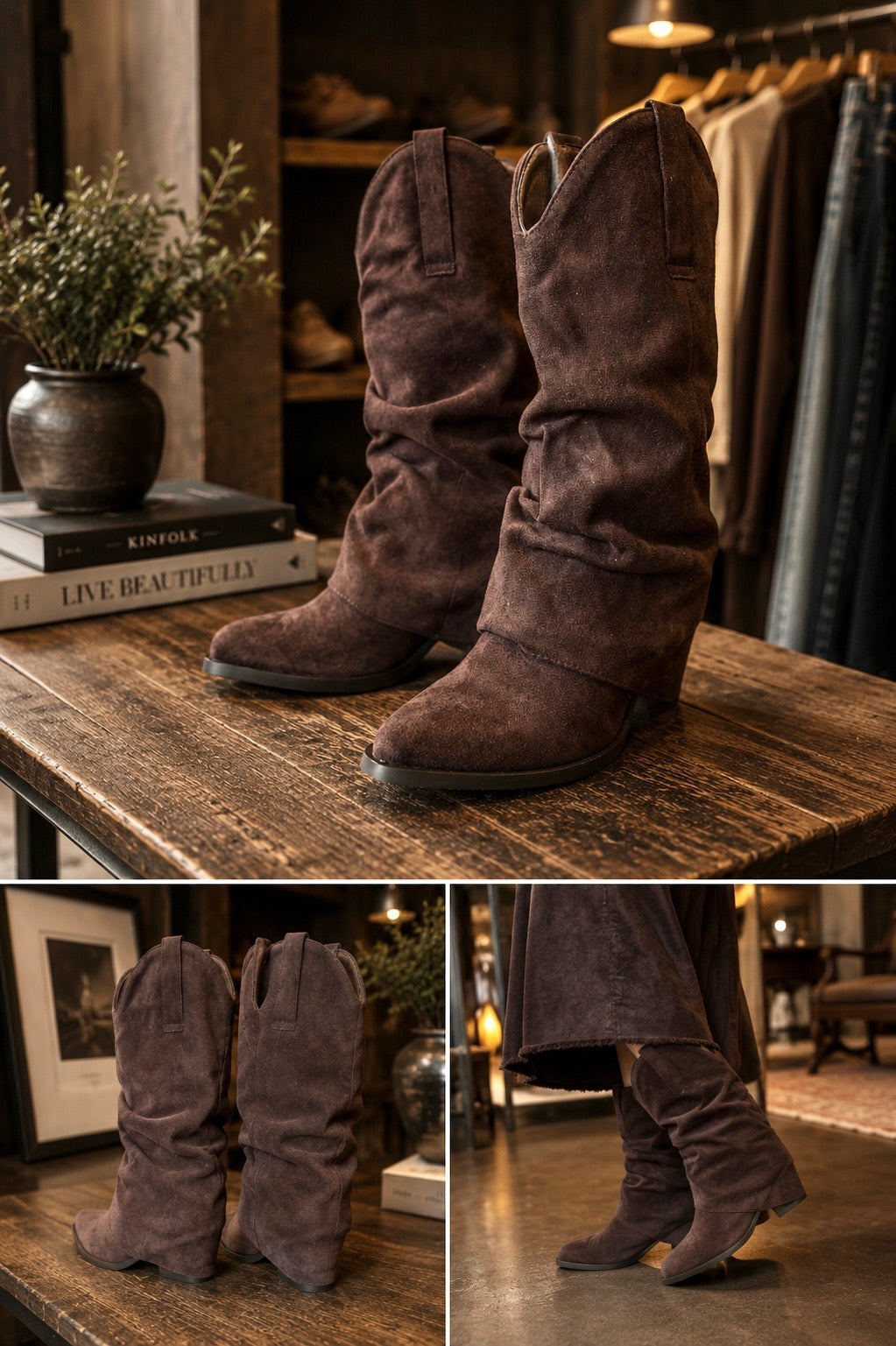 Texano in suede marrone