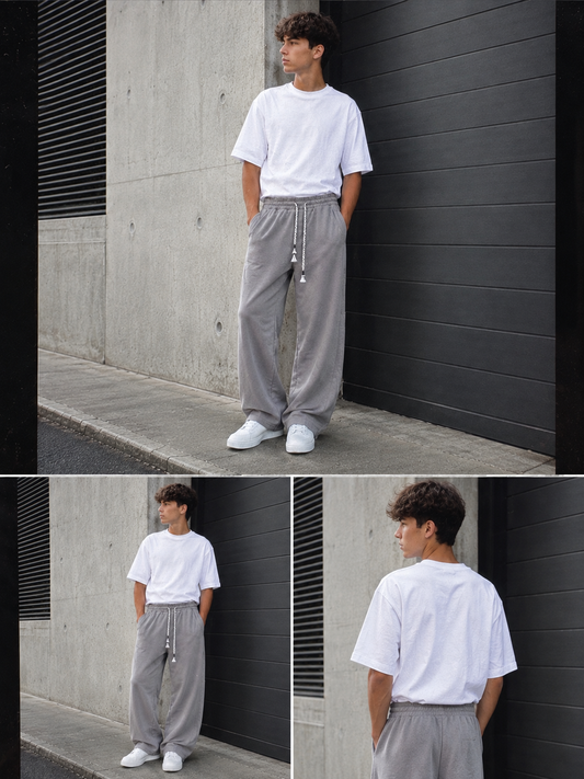 Pantalone tuta baggy grigio medio