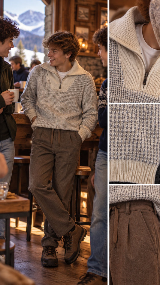 Maglia collo a polo panna