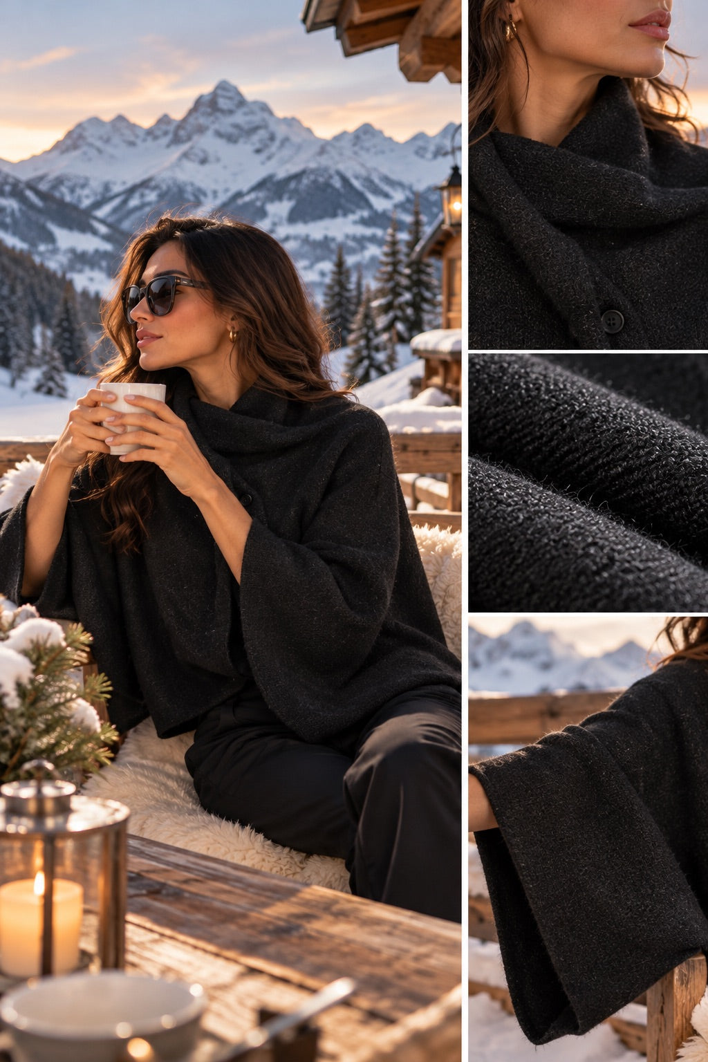 Maglione nero con filo di lurex con manica a pipistrello in taglia unica