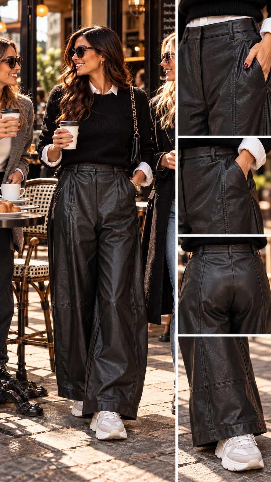 Pantalone in similpelle nero balloon