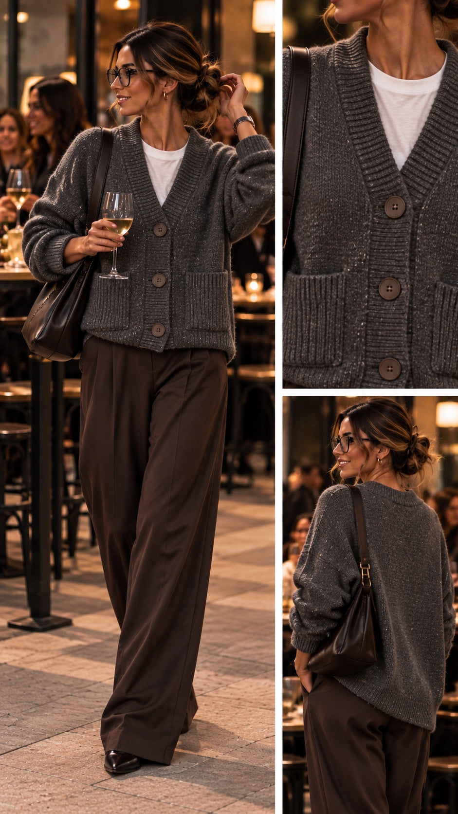 Cardigan oversize grigio antracite melange