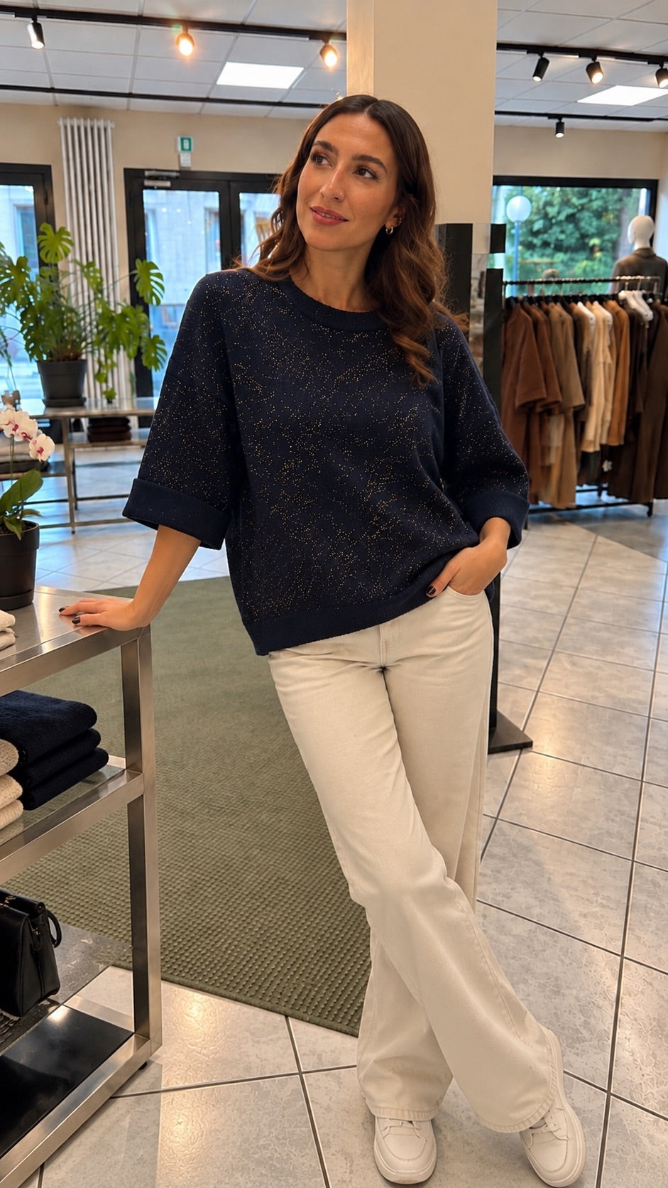 Maglioncino blu con lurex