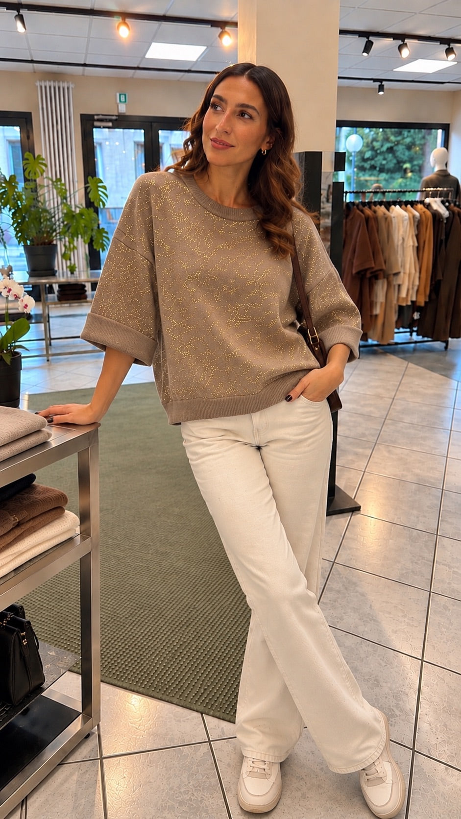Maglioncino beige con lurex