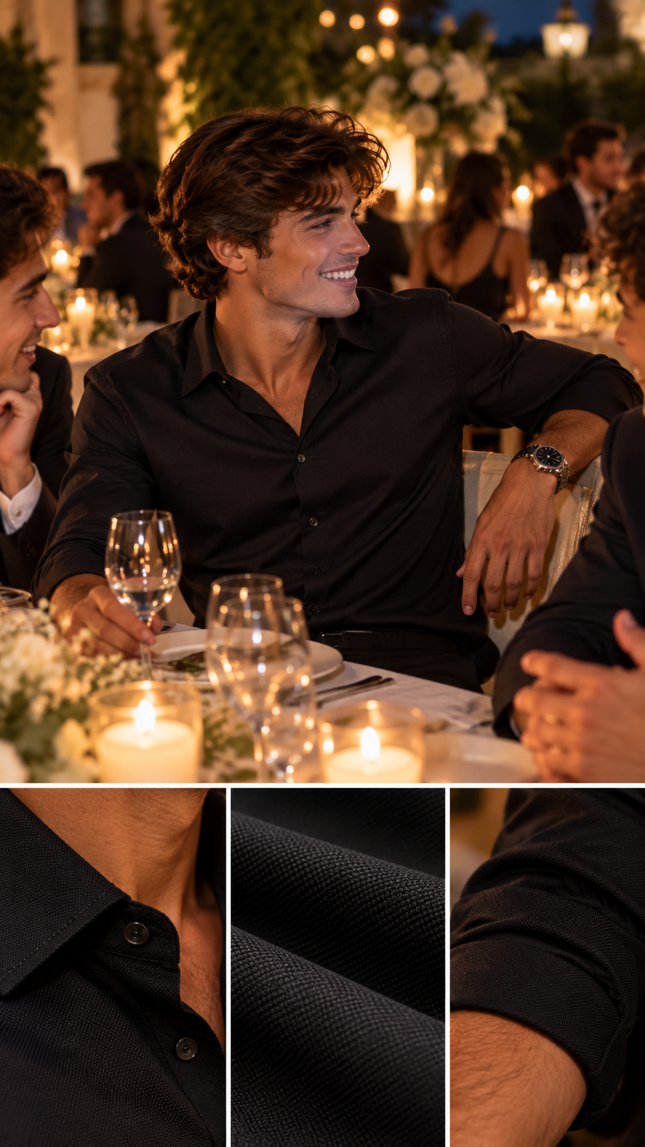 Camicia nera slim cotone oxford