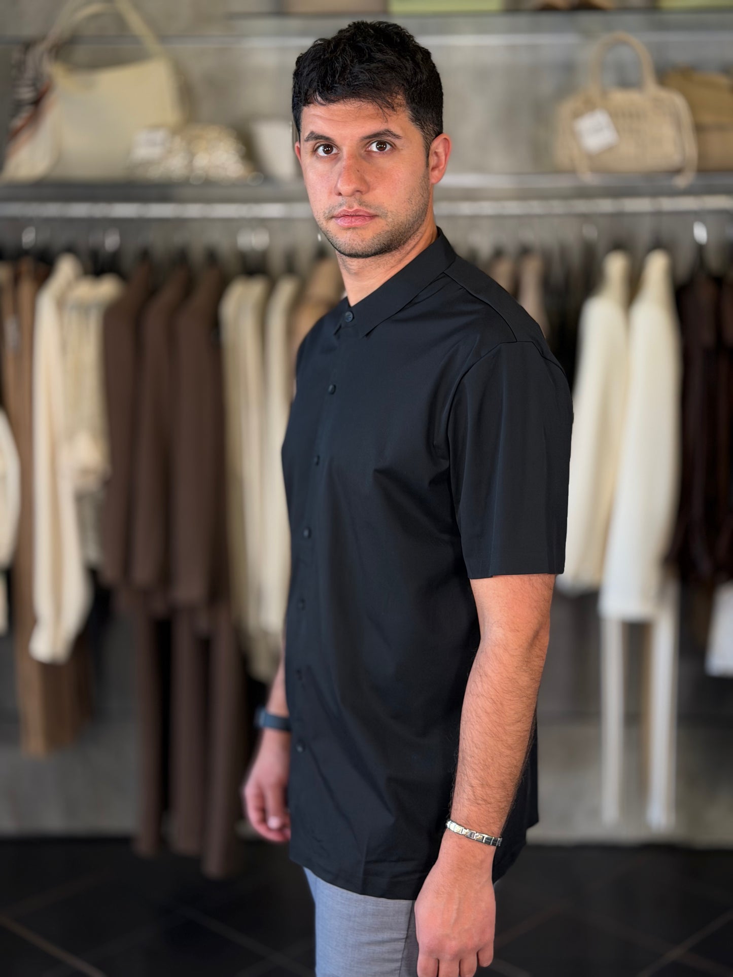Camicia a maniche corte nera 2293